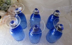 Cobalt Blue Drinkware,Atomic star flower,»Louie» Depression Glass,Weston,Antique