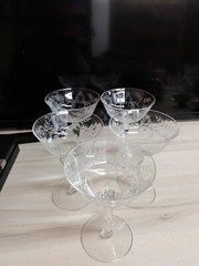 Colony Glass Clear Grey Cut Tall Sherbet Champage.