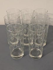 Vintage Javit Highball Etched Vine Pattern Glasses 12 Oz Set Of 8 No Chips