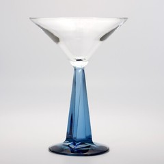 Sapphire Blue Stem Cocktail Glass Tapered Gin Martini Twist Design Unmarked