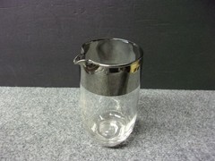 Vintage Barware Set of 4 Silver Band Dorothy Thorpe Highball Glasses And Pitcher