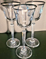 Mikasa 3 Briarcliffe Crystal Wine Goblets 7 7/8″ Platinum LIKE NEW Discontinued