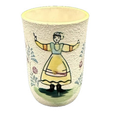 Vintage Hand Painted Textured Pennsylvania Dutch 6 Oz Ceramic Juice Tumblers