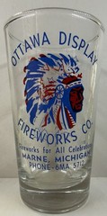 Vintage Drinking Glass Ottawa Display Fireworks Marne Michigan Native American