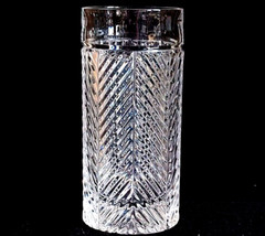 RALPH LAUREN HERRINGBONE HIGHBALL GLASS, Cut Lead Crystal, 14oz, Made in Germany