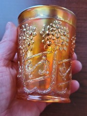 Pretty Marigold Fenton Carnival Glass Orange Tree Orchard Pattern Tumbler