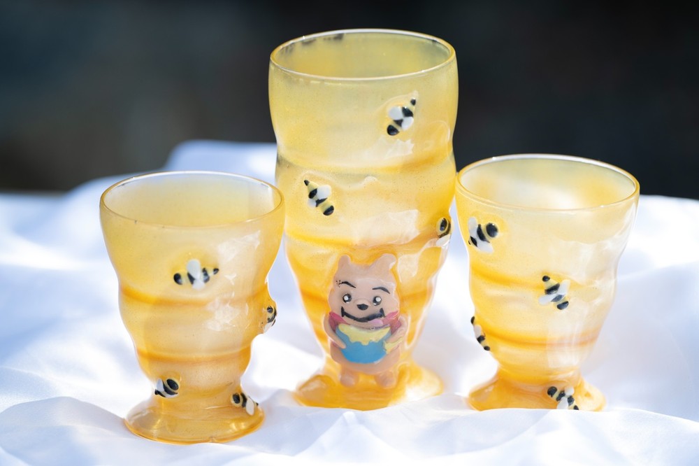 Winnie the Pooh and Bee Resin Glassware made out of Clay