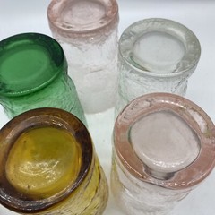 Vintage Bark Textured Dimpled Glasses Tumblers Mid Century