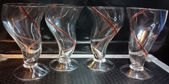 1 Source inc. 7″ inch tall, red stripe Tornado drinking glasses set of 4
