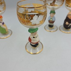 Vintage Goebel Hummel Figurine Stem 4 Wine Glasses, 14K Gold Trim, Germany