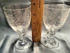 2 Mikasa Crystal Etched Floral Vine Sherry Glasses 4.75″ Art Nouveau Style