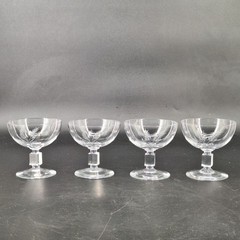 4 Vintage Wheat Etched Crystal Clear Stemmed Wine Glasses Frosted Etching
