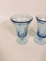 Ice Tea Goblets Set 2 Fostoria Jamestown Light Iced Blue Swirl Vintage Glassware