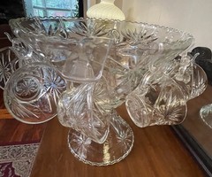 Anchor Hocking Early American Prescut Star of David Complete Punch Bowl Set