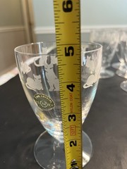 6pc Lenox Crystal Clear Etched Frosted Kitten Cat Dessert Water Footed Glasses