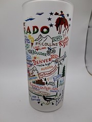 Colorado Souvenir Landmark Art Work 6.25″ Frosted Bar Drinking Glass Cat Studio