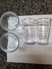 4 Vintage Libbey 1888 Milk Glasses, Raised Cow Design, Farmhouse Decor