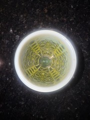 Vintage Fenton Uranium Topaz opalescent Wine Goblet, Daisy&Button, Rare! Glows