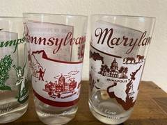 Vintage Hazel Atlas Souvenir State Song Glasses – 5” Tall Set of 4