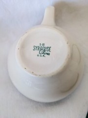 Syracuse China Restaurant Ware Green Rimmed Coffee Cup Set of 3 Wintergreen