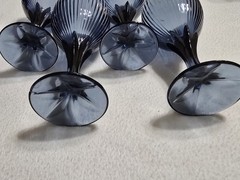 Set of 4 Vintage Fostoria Monet Midnight Blue Ribbed Water Goblets 7 3/8″