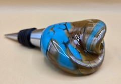 James Hayes Abstract Blown Glass Wine Stopper, Heavy, Blue & Brown EXCELLENT
