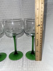 Vintage Verrerie D’Arques France Wine Green Stem Luminarc Monogram “S” Set Of 3