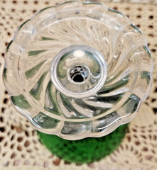 Set of 2 Fostoria Colonial Dame Cocktail Liquor Glasses Green Bowl Clear Stem