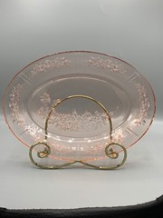 Vintage Federal Glass Company – Oval Serving Platter Sharon Cabbage Rose #1