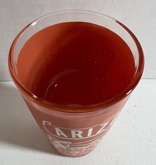 Hazel Atlas VTG Arizona Souvenir Glass 5” Orange Mid Century Western Cowboy