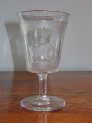 Antique 1880’s EAPG Crystal FROSTED POLAR BEAR Artic Tumbler Goblet (C)