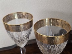 7.5″ Vintage Clear Crystal 24K Gold Design Band Wine Glass Goblet Murano Italy