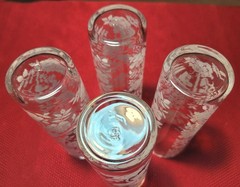 Set of 4 MCM 1950s 7″ Libbey OLD LOGO *WHITE ROSES + LEAVES* TOM COLLINS Glasses