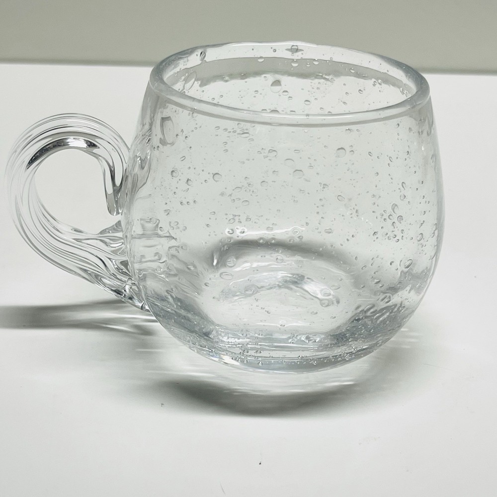Bubbled Glass Hand Blown Punch Cup 3” Tall Unmarked