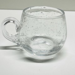 Bubbled Glass Hand Blown Punch Cup 3” Tall Unmarked