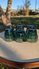 6 Retro Joeyen Saguaro Stacking Cactus Green Glasses Drinking Glass Tumbler 8 Oz