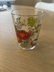 VTG Spice of Life Glass Tumbler Mushroom Tomato Pattern