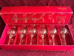 Bohemia Stratford 6 Crystal x WINE GOBLETS Original Box 230ml 18cms 1980’s