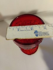 LG Wright (For Fenton?) Goblet Daisy & Button Ruby Red Glass 6″ Tall 3″ Dia