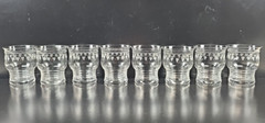 8 Stuart Crystal Dash Dot Tumblers Set Depression Clear Cut England Antique Lot