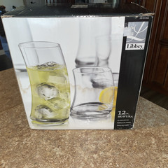 12 Pc Set LIBBEY Curved Glasses Bravura Swerve NEW OPEN BOX (6) 4″ & (6) 6 3/8″