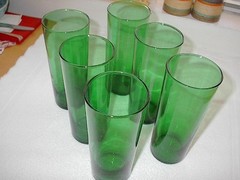 Vintage Anchor Hocking Forest Green Straight Tom Collins High Ball Tumblers NOS