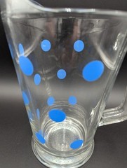Libbey Mid Century MCM Polka Dot Pitcher Barware 1950’s Blue Dots retired retro