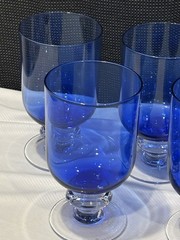 Five (5) Elegant Cobalt Blue Water Goblets