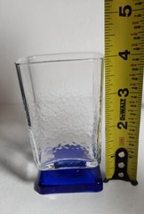 2 DiSaronno Cobalt Blue Stem Base Italian Liqueur Cordial Glass Square Pedestal