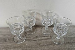 Vintage Set Of 4 Tiffin-Franciscan King’s Crown Clear Wine Goblets 3.5″ Tall