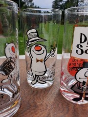 Vtg Mid Century Barware Glasses Characters & Phrases Set of 7 Highball
