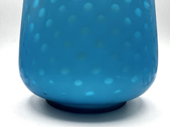 Blue Satin-Cased-Raindrop-Mother Of Pearl Art Glass Vase 8 1/4″