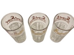 Vtg Anchor Hocking Butter Print Glasses Amish Dutch High Ball Gold MCM Set of 3