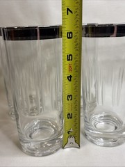 Vintage Mid Century Modern Dorothy Thorpe Silver Rim Etched High Ball Glasses 4